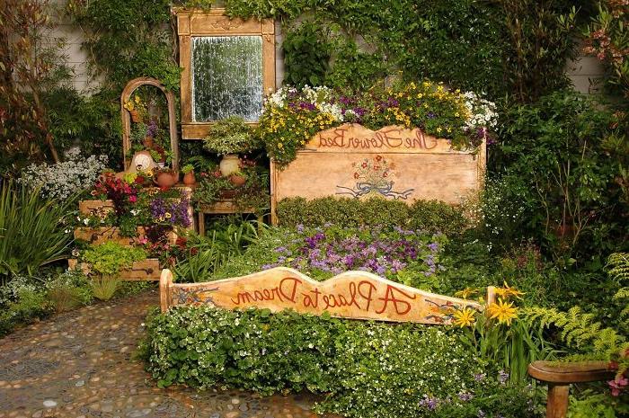 ιδέες κήπου για να φτιάξετε τον εαυτό σας vintage ξύλο διπλού κρεβατιού