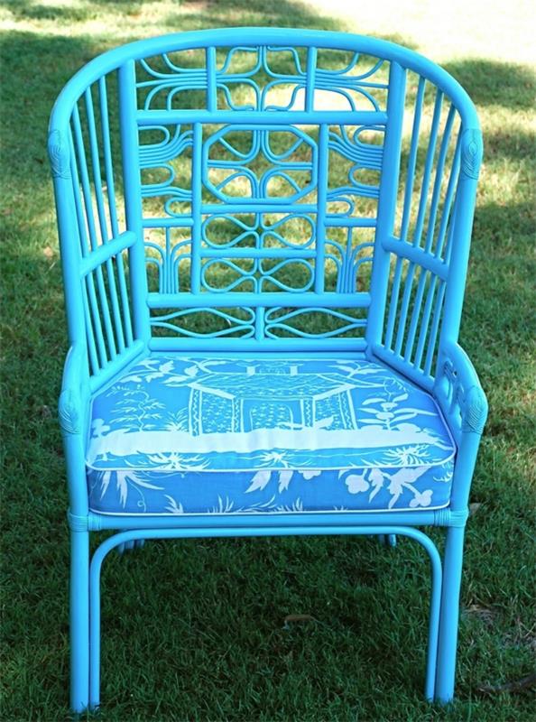 έπιπλα κήπου πολυτελή πολυθρόνα σχεδιαστών επίπλων από μπαμπού σε μπλε χρώμα