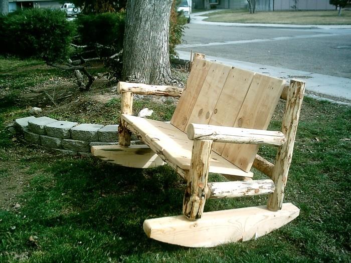 χτίστε έπιπλα κήπου μόνοι σας κουνιστή καρέκλα ξύλο πάγκου κήπου