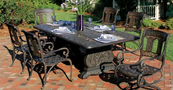 έπιπλα κήπου σετ alu τραπέζι στρογγυλό με καρέκλες αριστοκρατικού μεγέθους