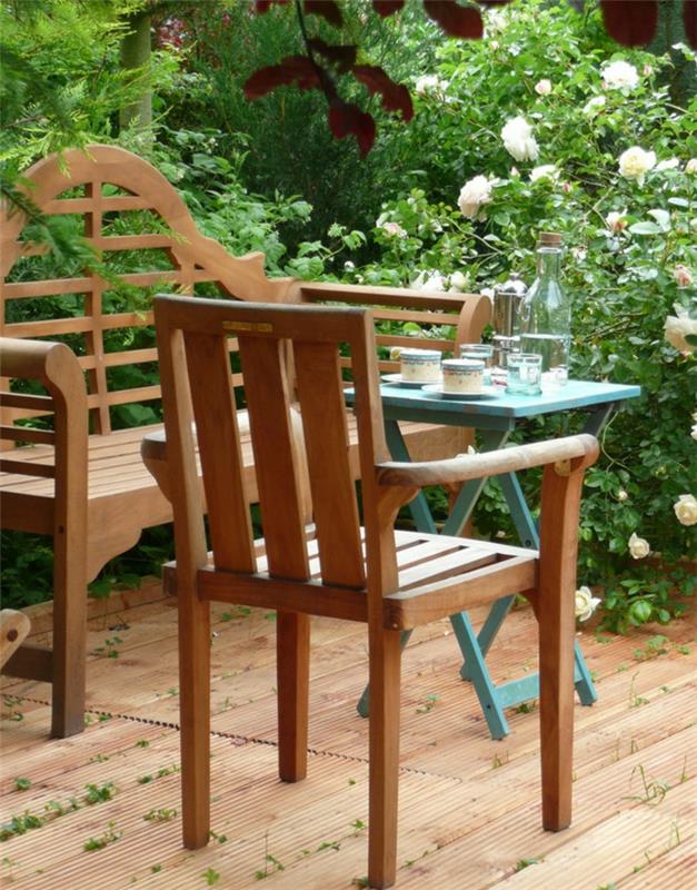 έπιπλα κήπου σετ ξύλινα έπιπλα κήπου μπλε τραπέζι κήπου
