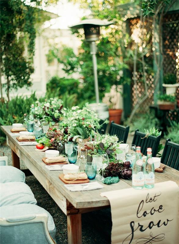 κήπο πάρτι τραπέζι διακόσμηση rubuster ρουστίκ τραπέζι