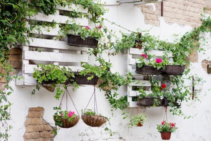 φυτά κήπου γεράνια ως υπέροχη διακόσμηση κήπου δημιουργικές ιδέες κήπου με παλέτες