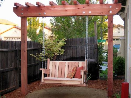 φτιάξτε το δικό σας κήπο swing κερασιά από μέταλλο αλυσίδας ξύλου