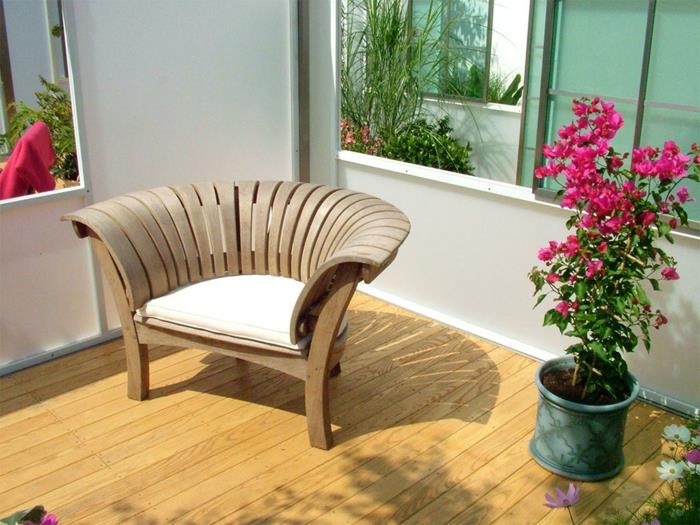 πολυθρόνα κήπου ξύλο ιδέες σχεδιασμού κήπου φυτά