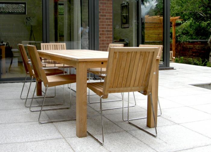 πολυθρόνα κήπου ξύλο μοντέρνο σχέδιο ξύλινο κήπο τραπέζι ιδέες σχεδιασμού κήπου