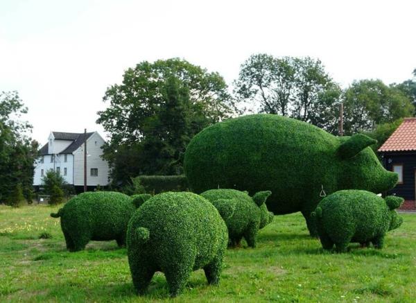 γλυπτά κήπου πράσινα γουρούνια