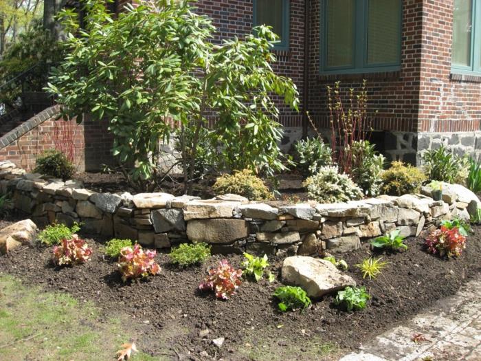 πέτρες κήπου φυσικό σχέδιο κήπου πρόσοψη από τούβλα