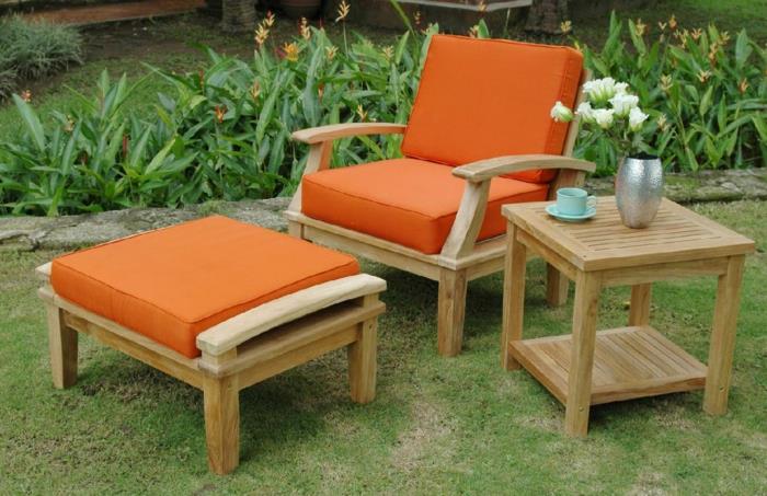 τραπέζι κήπου ξύλο άκρη τραπέζι πολυθρόνα σκαμπό πορτοκαλί