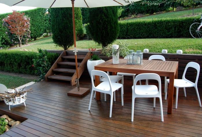 ιδέες σχεδιασμός κήπου τραπέζι κήπου ikea λευκές καρέκλες κήπου σκάλες κήπου