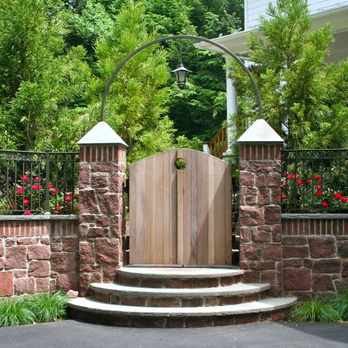 πύλη κήπου σχεδιασμός ξύλινη σκάλα είσοδος κήπος