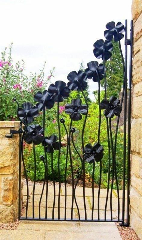πόρτα κήπου υπέροχο σχέδιο κομψά floral μοτίβα μαύρο