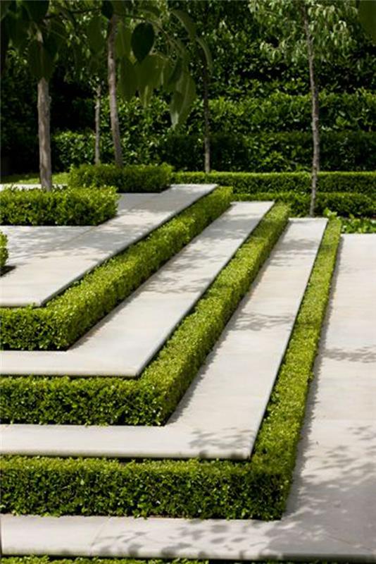 μοντέρνος σχεδιασμός κήπου σκάλες κήπου έξω από σκάλες βότανα πρασινίζοντας σκάλες