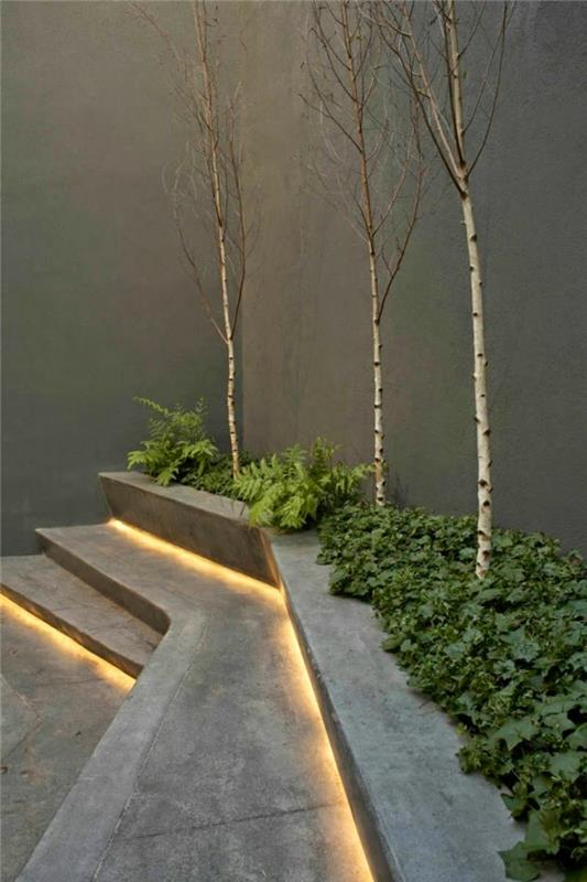 μοντέρνο σχεδιασμό κήπου σκάλες κήπου έξω από σκάλες βότανα επίπεδο φωτισμού