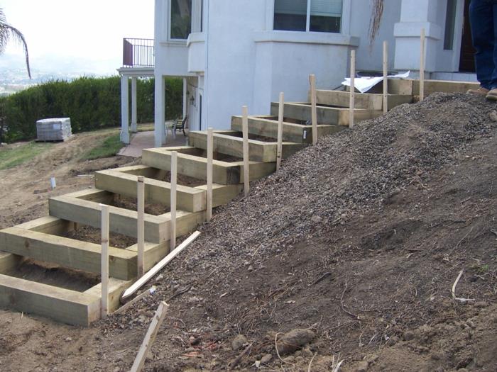 μοντέρνο σχεδιασμό κήπου εξωτερικές σκάλες βότανα πέτρινες σκάλες