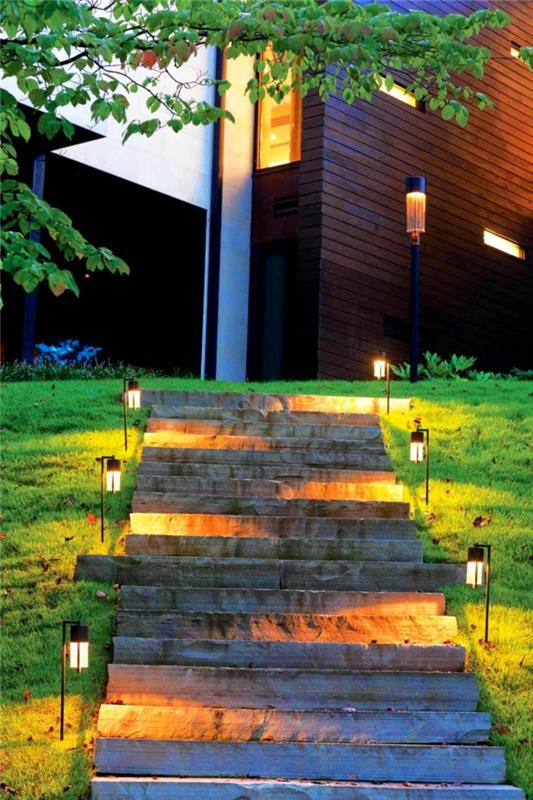 Φωτίστε τις σκάλες κήπου λαμπτήρες κήπου σχεδιάστε εξωτερικούς χώρους