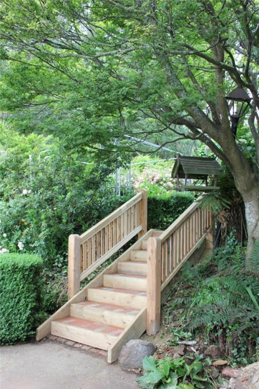 σκάλες κήπου ξύλινες ιδέες κήπου φυτά κήπου