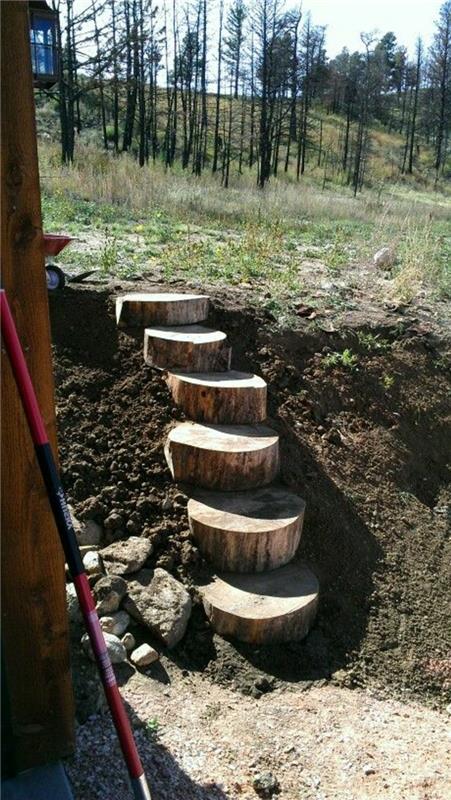 σκάλες κήπου ξύλινη σκάλα χτίστε μόνοι σας ιδέες κήπου