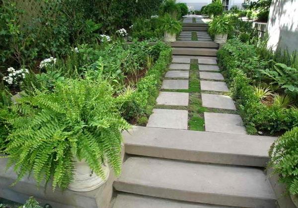 σκάλες κήπου πέτρα ξύλο εξωραϊσμός κήπος τσιμεντένια ιδέα