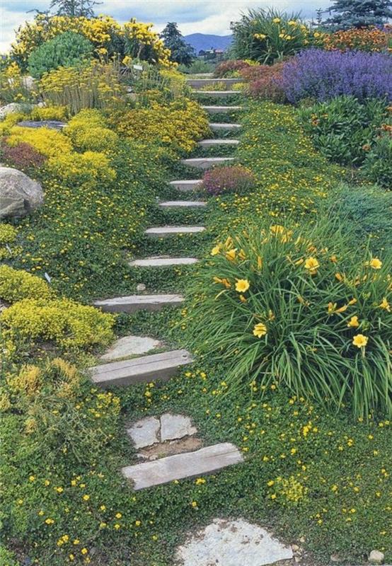 Φτιάξτε τις δικές σας σκάλες στον κήπο από ξύλο και πέτρες