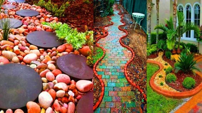 δημιουργήστε ιδέες ανακύκλωσης διαδρομής κήπου χρωματίστε πέτρες ιδέες σχεδιασμού κήπου