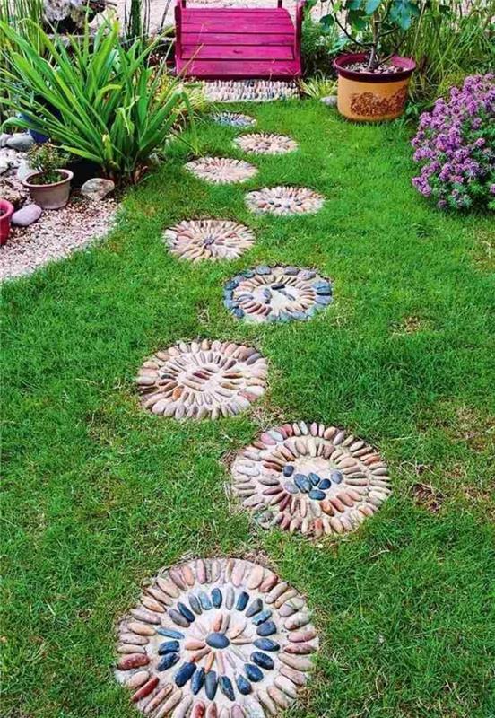 δημιουργήστε μονοπάτια κήπου ανακυκλώνοντας ιδέες χρωματίστε πέτρες