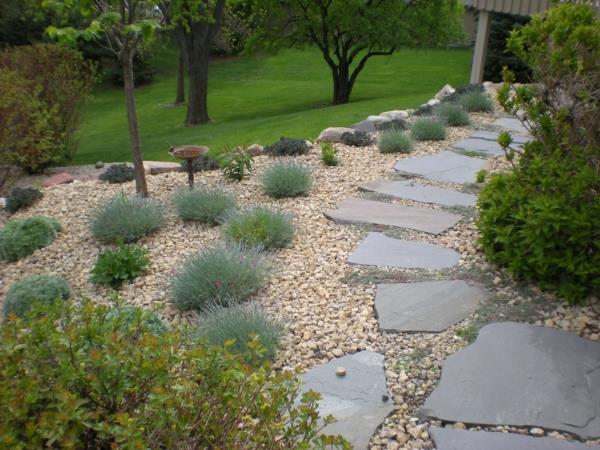 μονοπάτια κήπου βότσαλα φυσικής πέτρας συνδυάζουν σχήματα κήπου