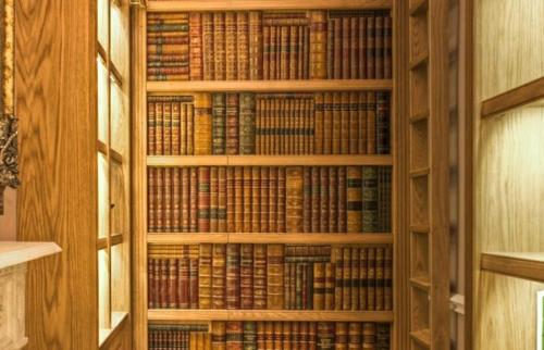 μυστική πόρτα ξύλο ιδέα φωτεινά βιβλία ζωγραφική τοίχου ταπετσαρία κάλυψη τοίχου