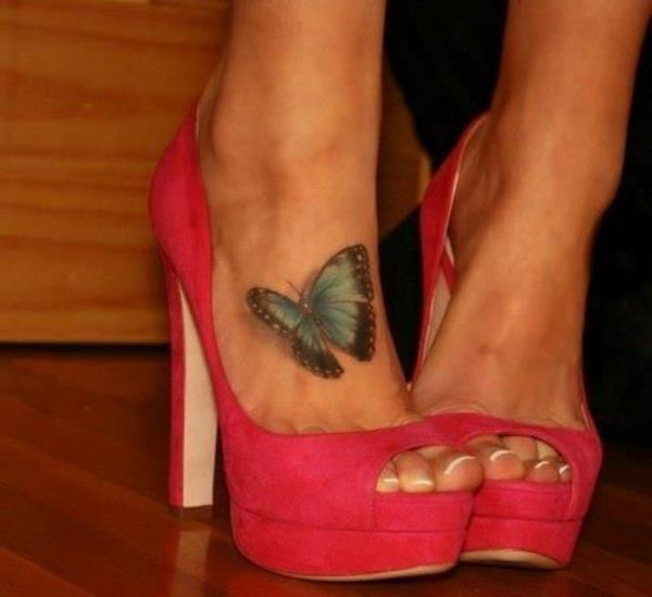 τατουάζ 3d στο πόδι πεταλούδα τατουάζ