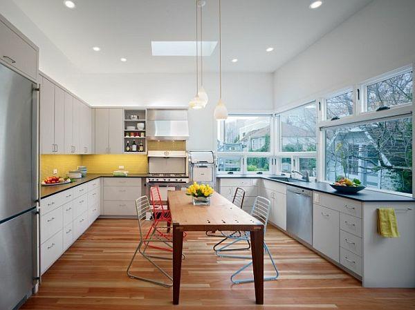 κίτρινα βαμμένα σχέδια κουζίνας βούτυρο κουζίνα καθρέφτης κεραμιδιών πίσω τοίχου