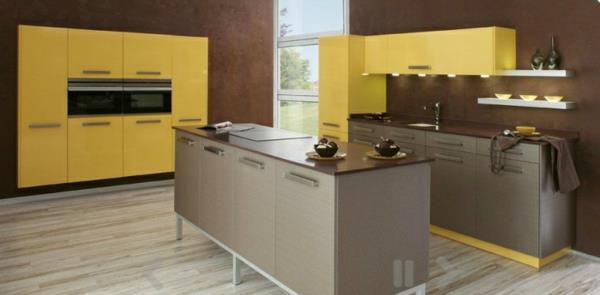 κίτρινη μοντέρνα ιδέα σχεδιασμού νησιού κουζίνας