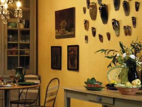 κίτρινο τοίχο κτίριο dinette περιοχή κουζίνα γαλλική