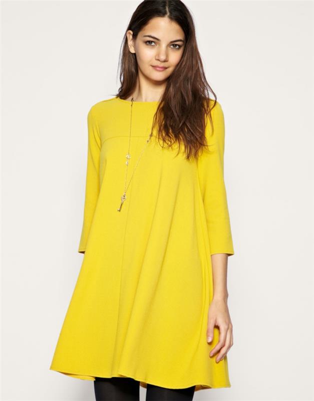 κίτρινο φόρεμα καθημερινό μοντέλο γυναίκες τάσεις μόδας τρόπος ζωής