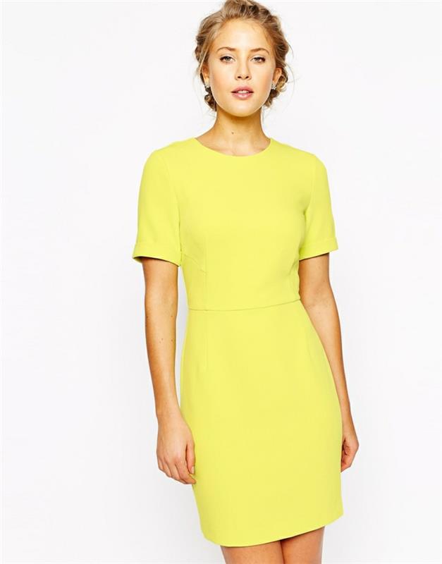 κίτρινο φόρεμα επαγγελματικά φορέματα απλό σχέδιο γυναικεία μόδα