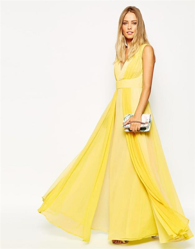 κίτρινο φόρεμα γυναικείες τάσεις μόδας γυναικών