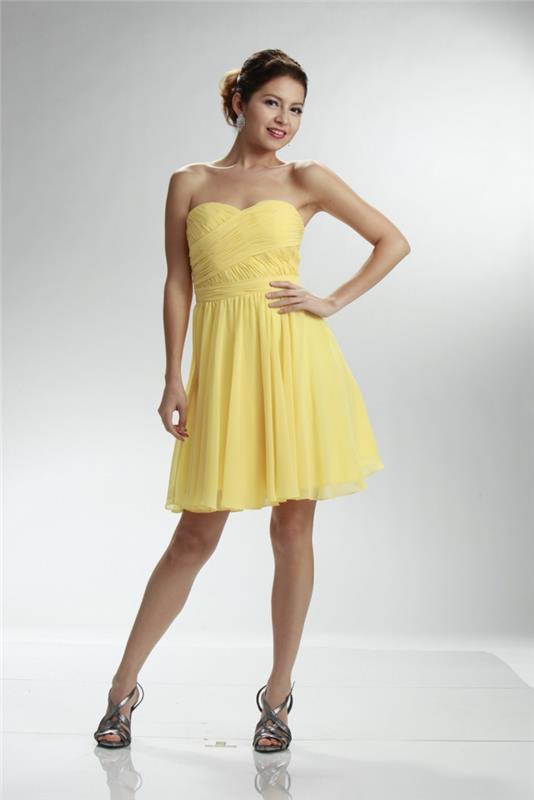 κίτρινο φόρεμα ειδική περίσταση κοντή γυναικεία μόδα