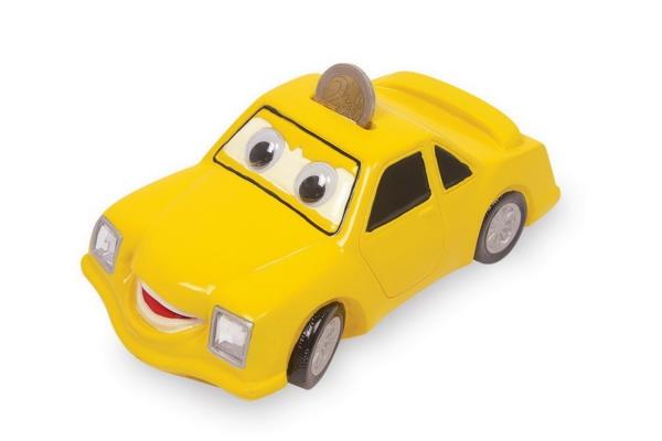 εξοικονομήστε χρήματα αστεία κουτιά χρημάτων σχεδιάζει κίτρινο αυτοκίνητο