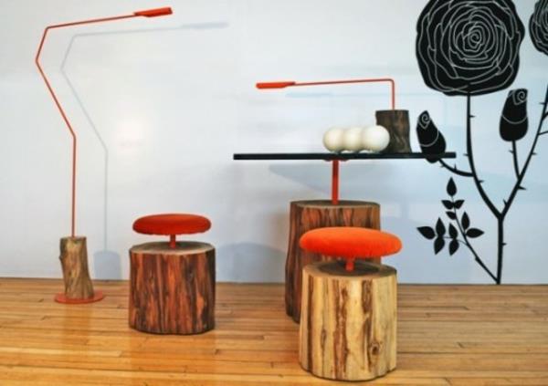 ζεστές καρέκλες ιδέες διακόσμησης κούτσουρο δέντρου