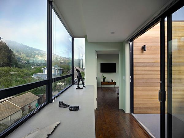 έξυπνο σχεδιασμό σπιτιού ξύλινη πρόσοψη γυάλινο παράθυρο