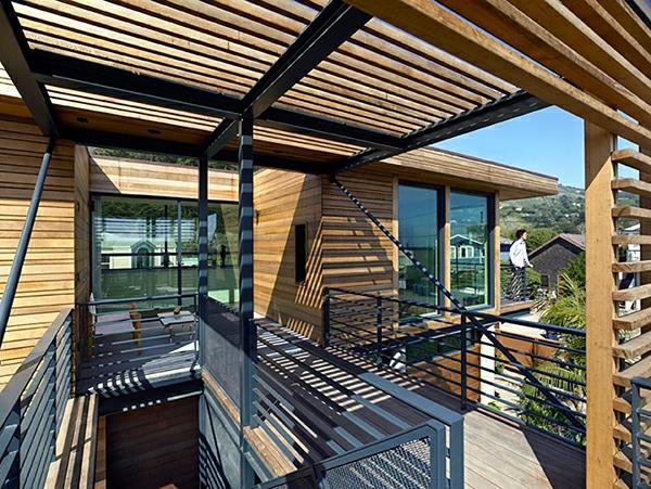 έξυπνη σχεδίαση σπιτιού ξύλινη πρόσοψη δομή δομή κατασκευή