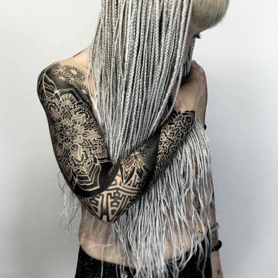 γεωμετρικές ιδέες τατουάζ μανίκι μάνταλα για γυναίκες