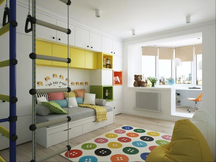σχεδιασμός παιδικών δωματίων με πολύχρωμους χώρους ταπήτων διαχωρίζουν αστείο σχεδιασμό τοίχου