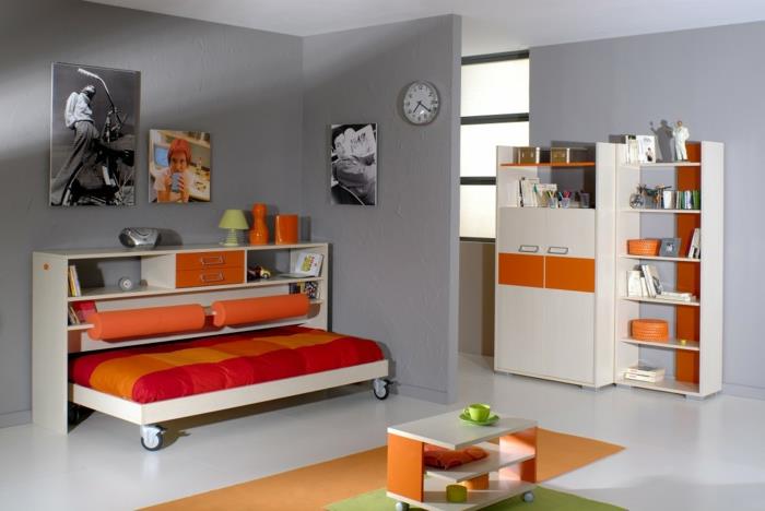 σχεδιασμός παιδικών κρεβατιών τροχών λειτουργικά παιδικά έπιπλα πορτοκαλί τόνους