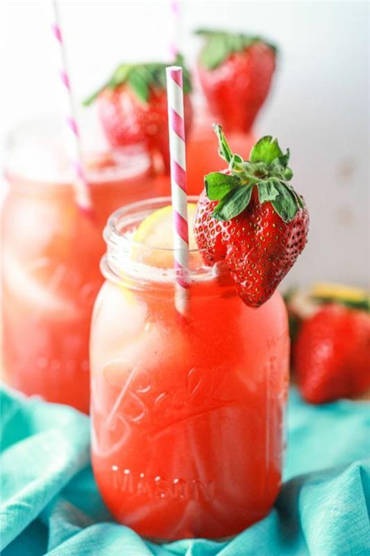 υγιεινά φαγητά δροσιστικά καλοκαιρινά ποτά φράουλα λεμονάδα