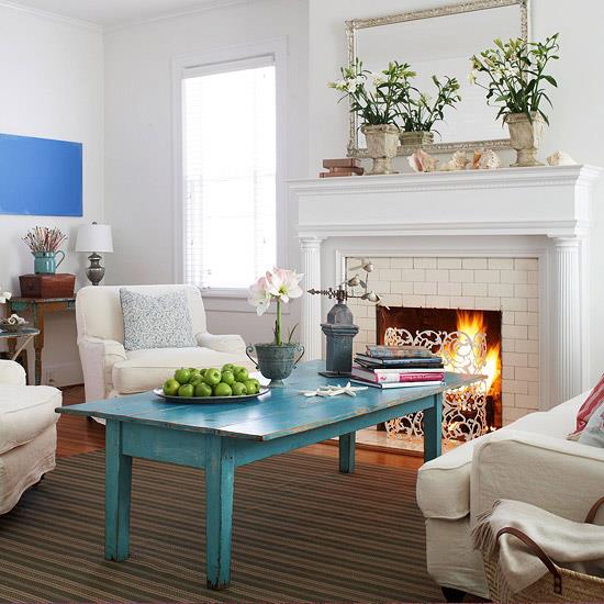 τολμηρά χρώματα για το σαλόνι σας shabby chic