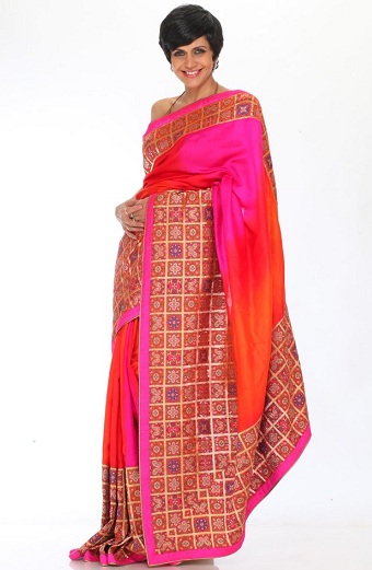 Pembe ve Turuncu Gharchola Saree