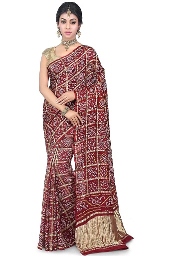 Saten İpek Gharchola Saree
