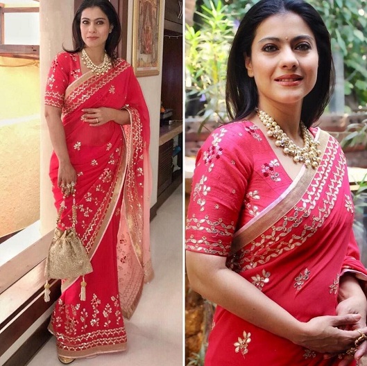 Kajolis Raudonojoje Saree