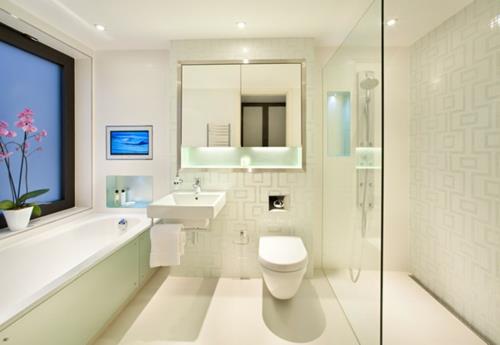 γυάλινο διαχωριστικό μπάνιο ντους καμπίνα καθρέφτη ντουλάπι παράθυρο μπανιέρα
