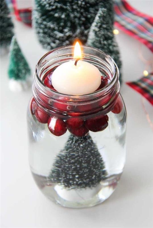 ιδέα διακόσμησης γυαλιού κεριά Χριστούγεννα